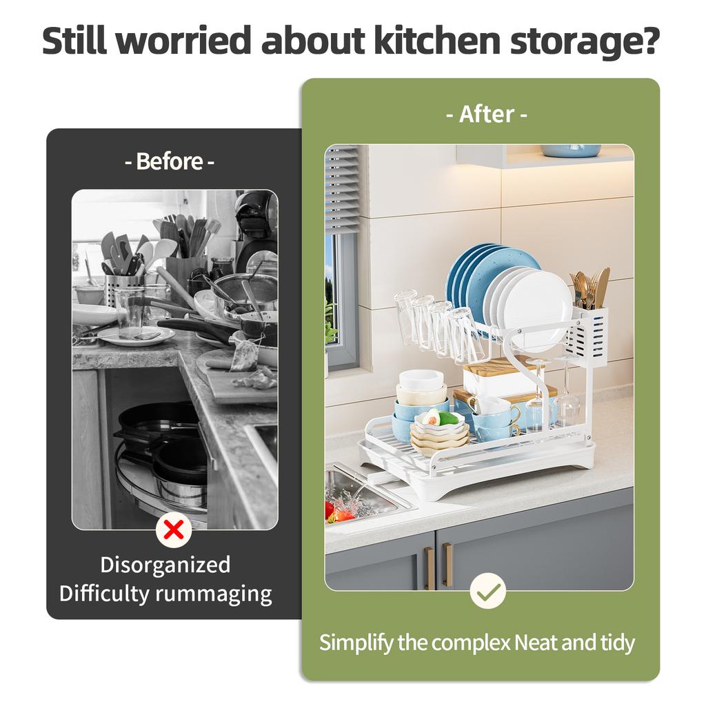 2tier Dish Rack,2tier Dish Drying Rack with Storage Rack,2tier Kitchen Organizer and Storage for Tableware,dish Storage Rack