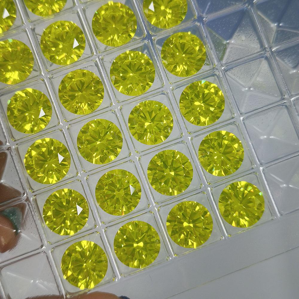 Cultivated Yellow YAG Synthetic Round Fluorescent Gemstone for Rings 5mm