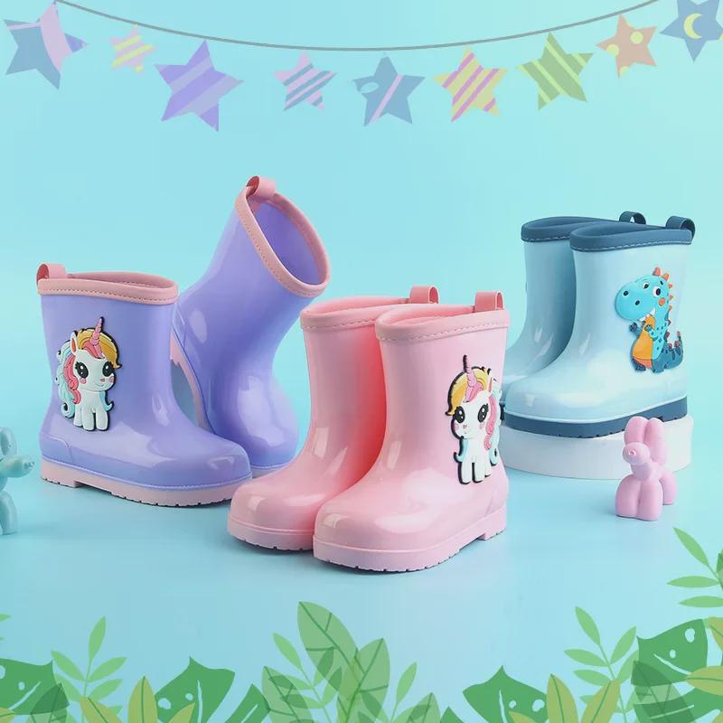 Kinder-Regenstiefel mit Cartoon-Motiv, rutschfest, wasserdicht, Gummi, für Jungen und Mädchen