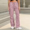 Women's Sports Pants Casual Loose Solid Color High Waisted Pocket Pants