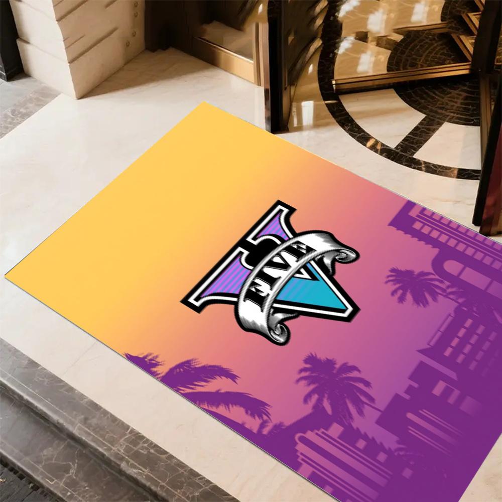Grand Theft Auto Neon Vice City Game Art Floor Rug Office Rug Perfect For Outdoor Hallway Playrooms Entryway Antislip Carpet Decorate Offices