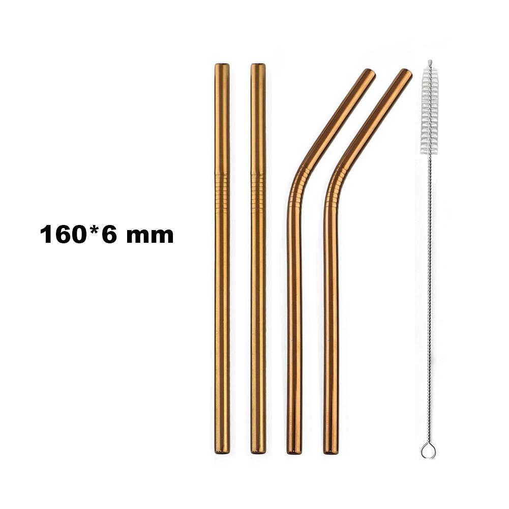 Fruit Juice Straws Mini 160mm Short Rainbow Stainless Steel Metal Straws Straight Bend Reusable Drinking Small 4Straw 1prush