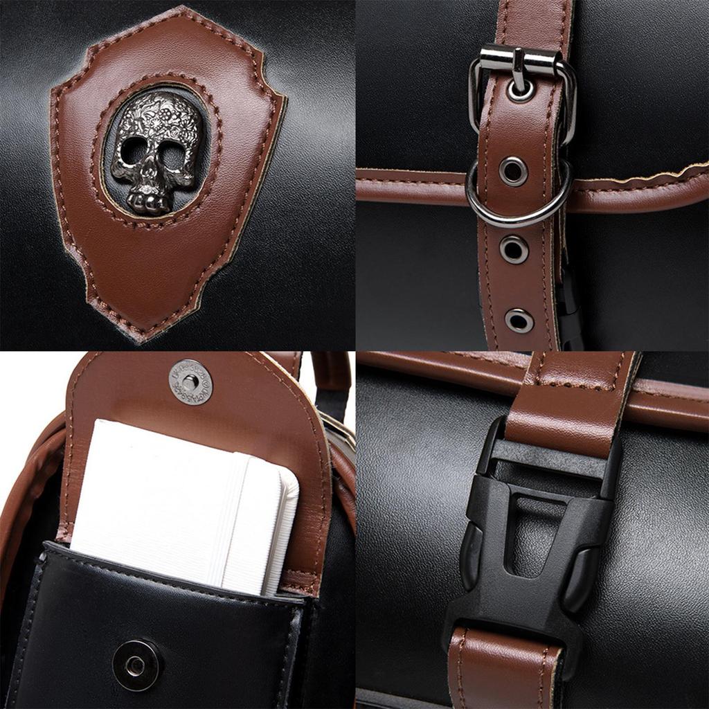 Leather Motorcycle Bag Riding Side Frame Bag Vintage Design Motorcycle Accessories for Rear Seat Side Frame and Electric Scooter