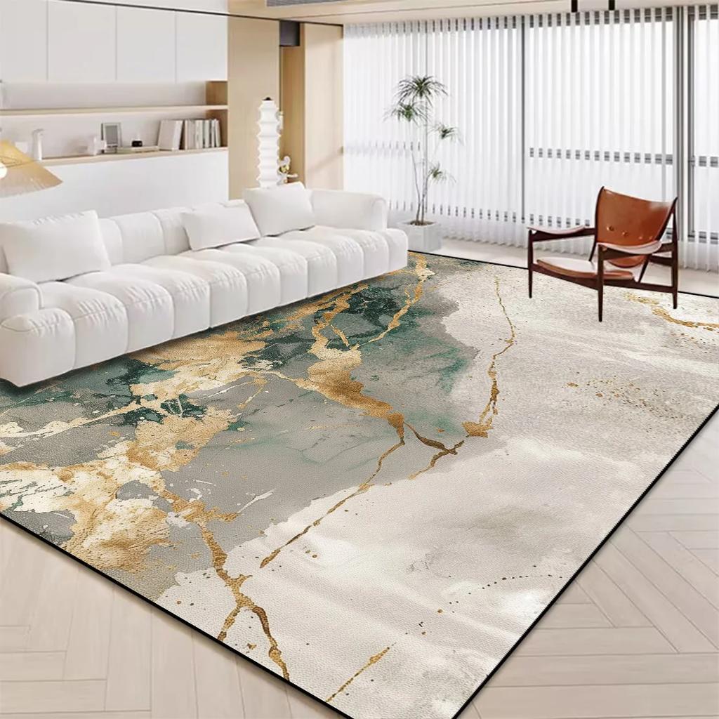 Luxury White Marble Carpet for Living Room Nordic Gold Decoration Home Tapis Non-slip Washable Rugs for Bedroom Ins Floor Mat