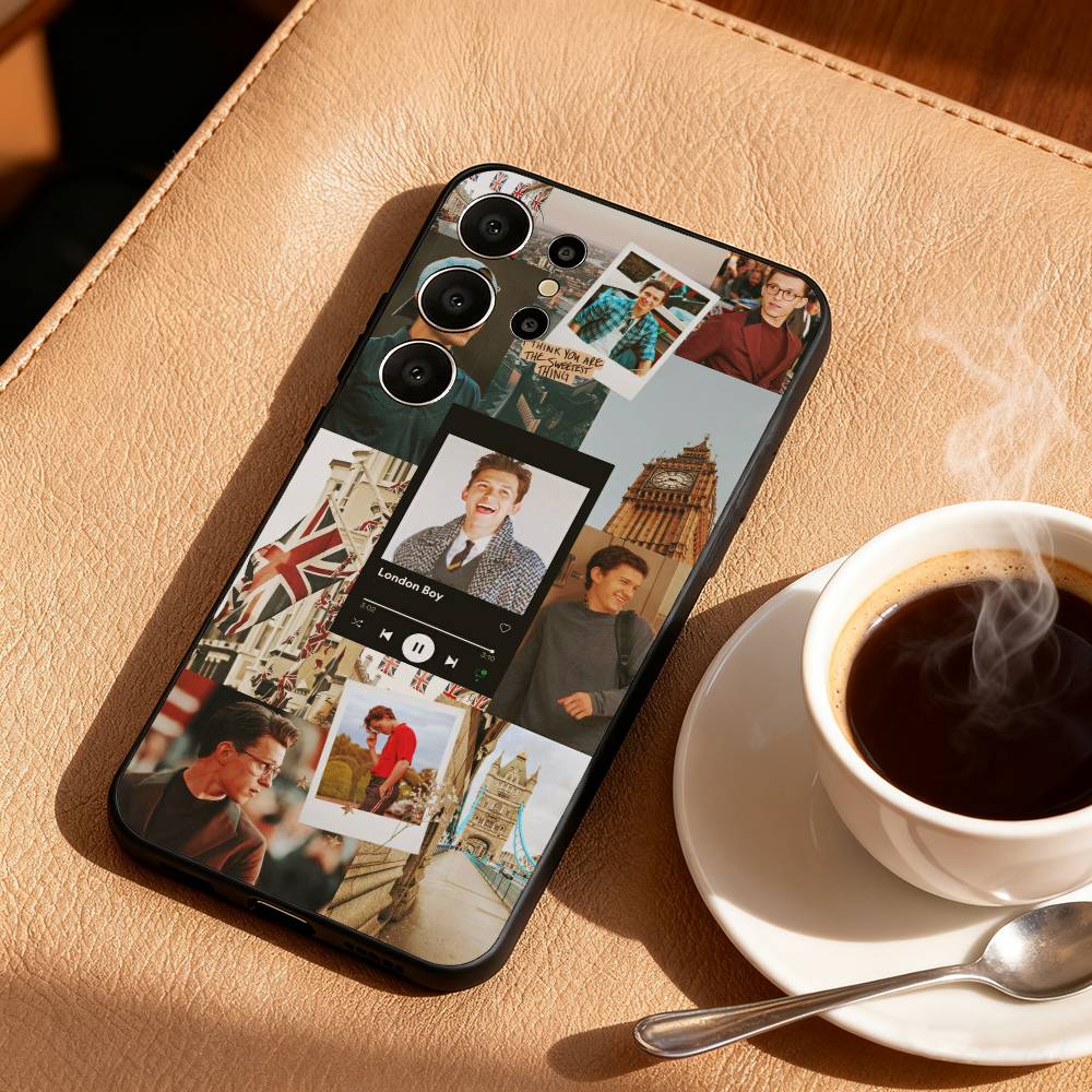 Cute H-Hollander G-Glam Tom Holland Phone Case For Samsung S26,S25,S24,S21,S22,S23,S30,Ultra,S20,FE,Lite,10,9,Black Cover