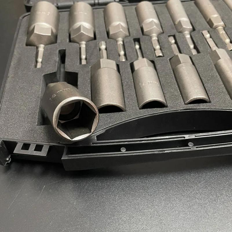 15Pcs 5.5-19mm Impact Socket Adapter 80mm Length Deepen Power Nut Driver Drill Bit Set for Power Tools 6.35Mm Hex Quick Adapter