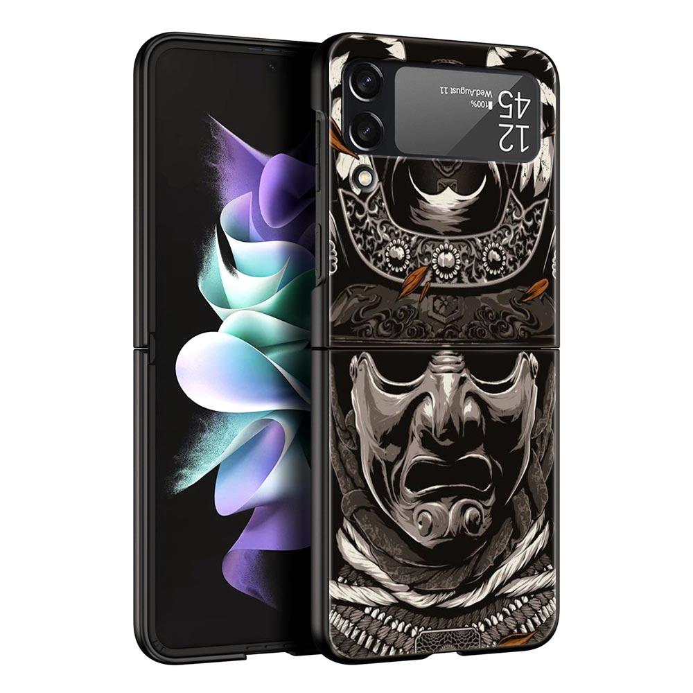 Samurai Hannya Mask Ghost Phone Case For Samsung Galaxy Z Flip3 Flip4 Flip5 Case Shell For Z Flip 3 4 5 6 Hard Folding Cover