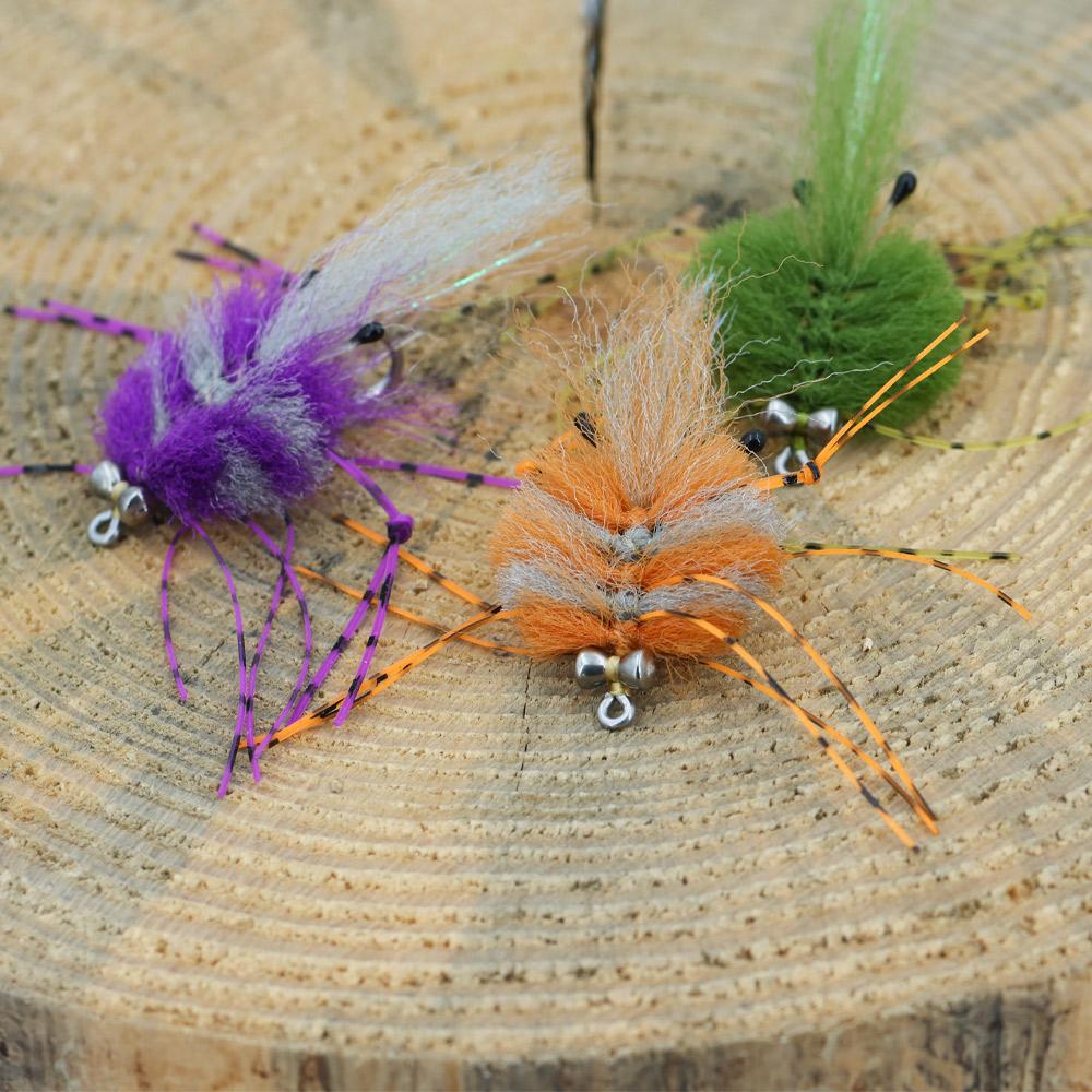 1PC/2PCS Weighted Saltwater Fishing Lure EP Crab Fly for Redfish, Striped Bass, Trout, Snook - Tungsten Eyes, UV Resin