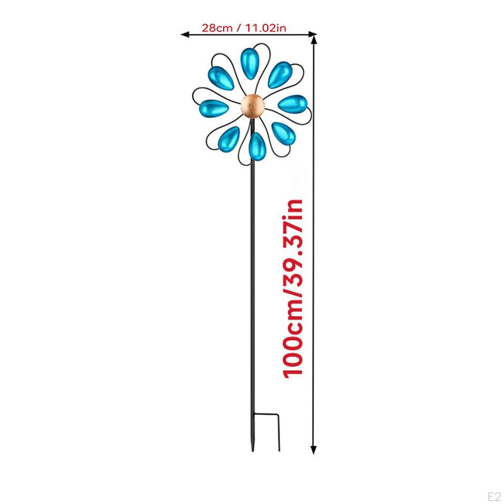 Iron Wind with Stake Metal Windmill Sturdy Sculpture Weatherproof Height 100cm Yard Art for