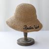 Handmade High quality letter embroidery Sun Hat Wide Brim Floppy Summer Hats For Women Beach Panama Straw Dome Bucket Hat