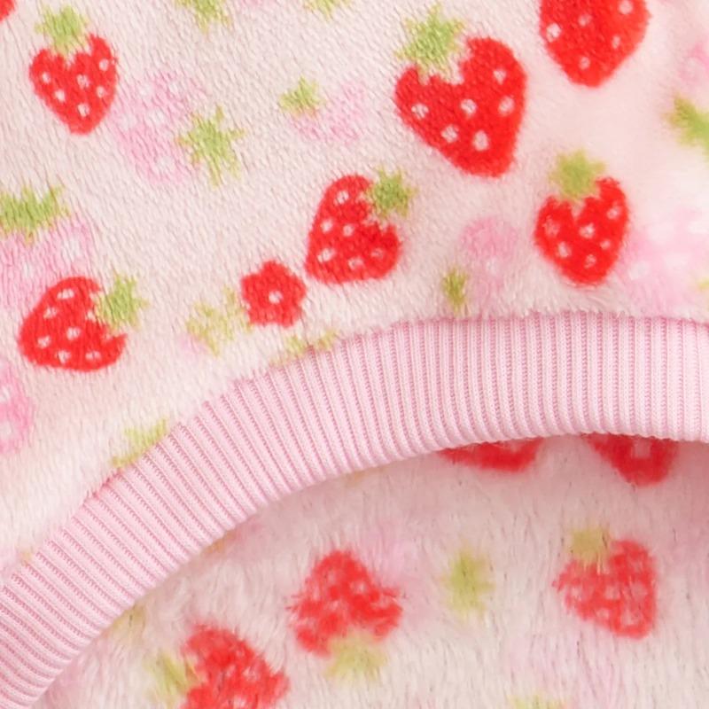 Love Strawberry Fruit Pattern Autumn and Winter Cold Insulation Warm Cat and Dog Universal Plush Pet Hoodie New Style