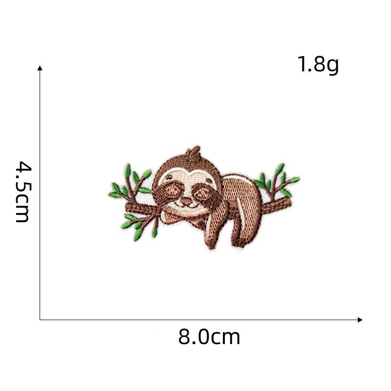 Tropical Rainforest Animal Embroidery Patches: Sleeping Sloth & Otter Portraits, Adhesive Back, Small Size