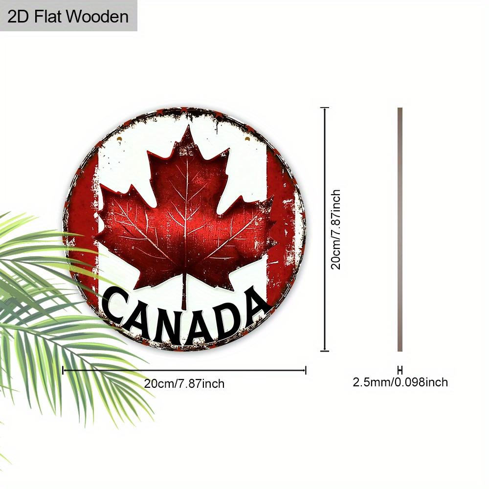 JIT 1pc 2D Flat Retro Style Wooden Decorative Signs & Plaque, Canada Day Sign, Canada Maple Leaf Design, Suitable for Family Front Door Living Room