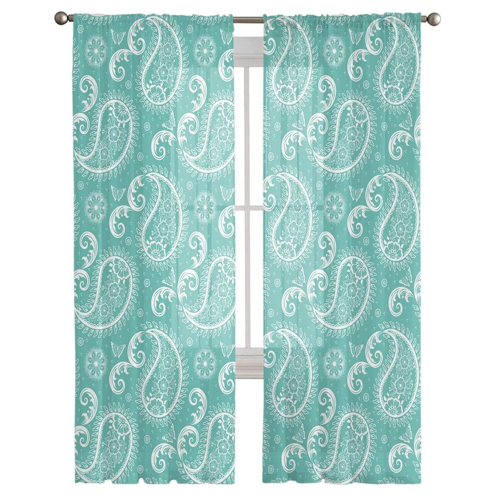 Paisley mønster Chiffon Tyll Gardiner for Stue Kjøkken Soverom Ren Voile Garn Vindu Behandling
