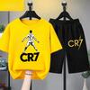Kids Summer Children Clothing CR7 Soccer Star Print Short Sleeve Top Shorts 2pcs Set Soft Sports Tracksuit Outfit Wear