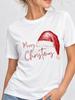 (Asian Size) Lovely Tree Style Christmas New Year Clothing T Shirt Women Fashion Festival Tee Top Print Female Woman Short Sleeve Graphic T-shirts