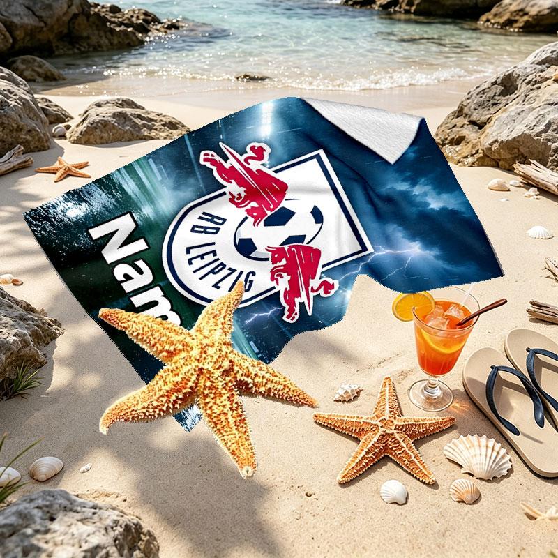 Personalisierter RB Leipzig Strandtuch mit individuellem Namen, für Reise, Camping, Strandparty, Heimdekoration, Geburtstagsgeschenk für Familie & Freunde