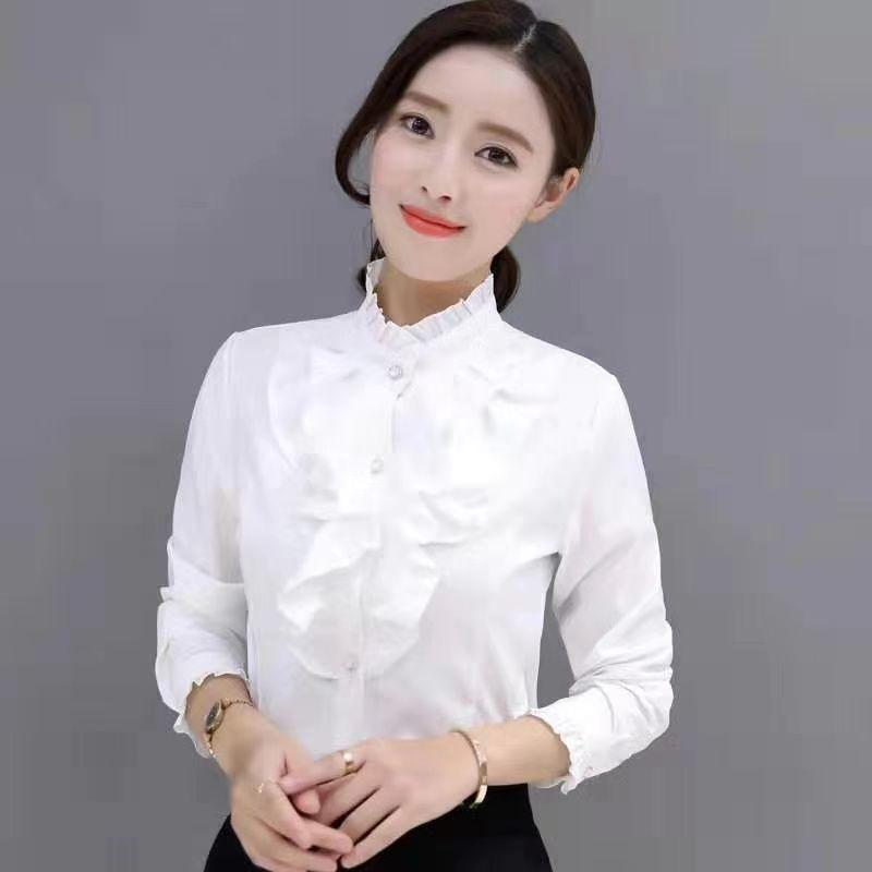 2025 Trendy Women's Slim Fit Ruffle Lace Chiffon Shirt - Versatile Spring/Summer Top