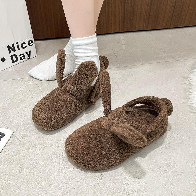 

2025 осень и зима теплая сумка голова полушлепанцы женские милый стиль маленькая толстая подошва два способа носки пушистые тапочки 40 верблюд