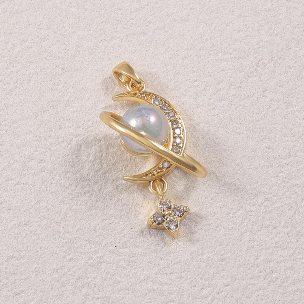 Iridescent Moonstone Diamond Star Pendant Necklace for Women