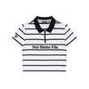 Casual Striped Knitted Polo Shirt Women Tops White T11W326101F-WT