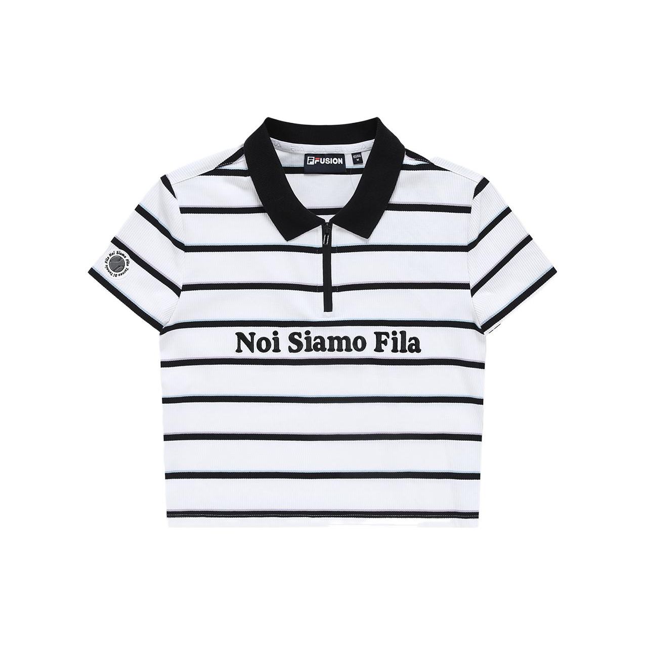 

Fila Повседневная полосатая трикотажная рубашка-поло женские топы Белый T11W326101F-WT S