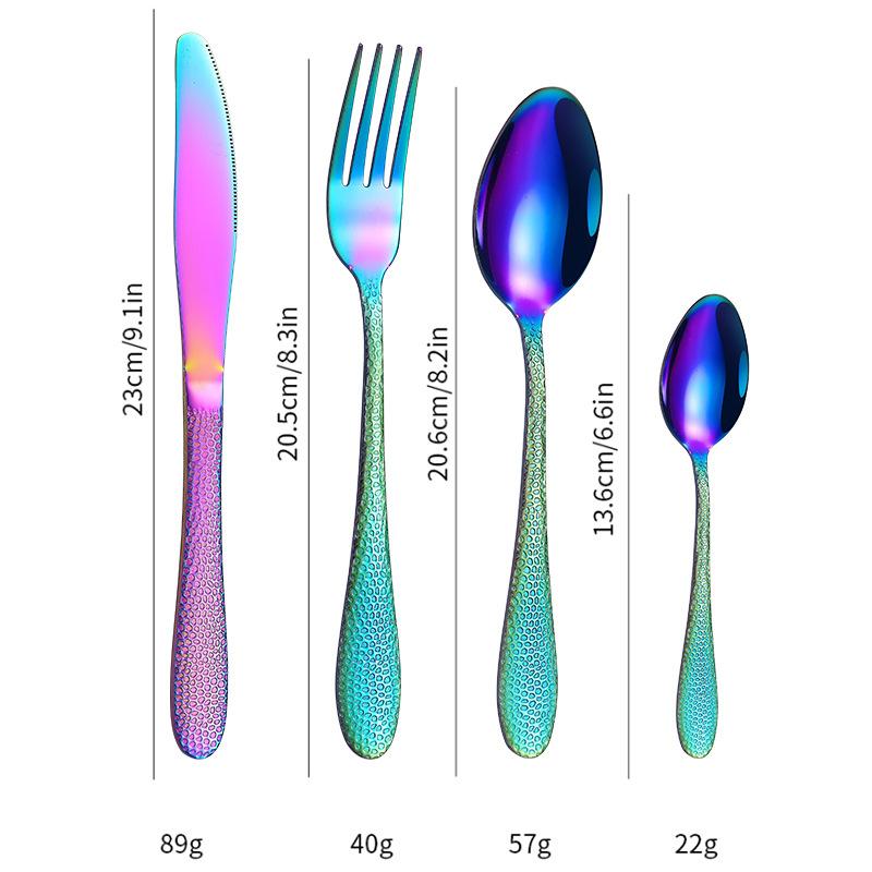 Stainless Steel Tableware 32-Piece Set Water Cube Four Main Pieces Steak Knife, Fork and Spoon