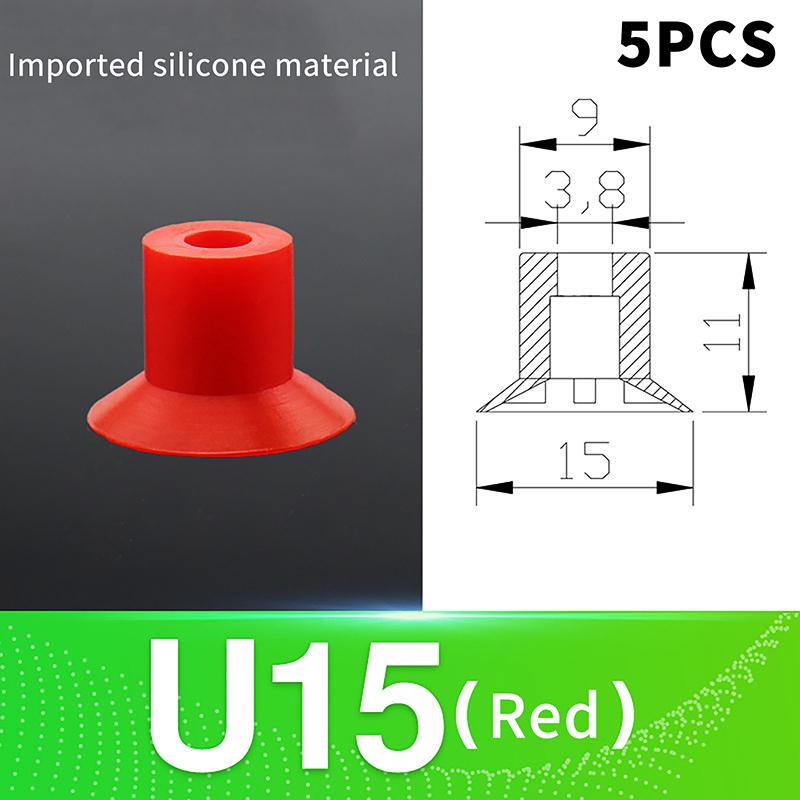 5Pcs Mechanical Hand Vacuum Suction Cup Red Corrugated U8 U15 B5/8/10/15 Industrial Pneumatic Accessories