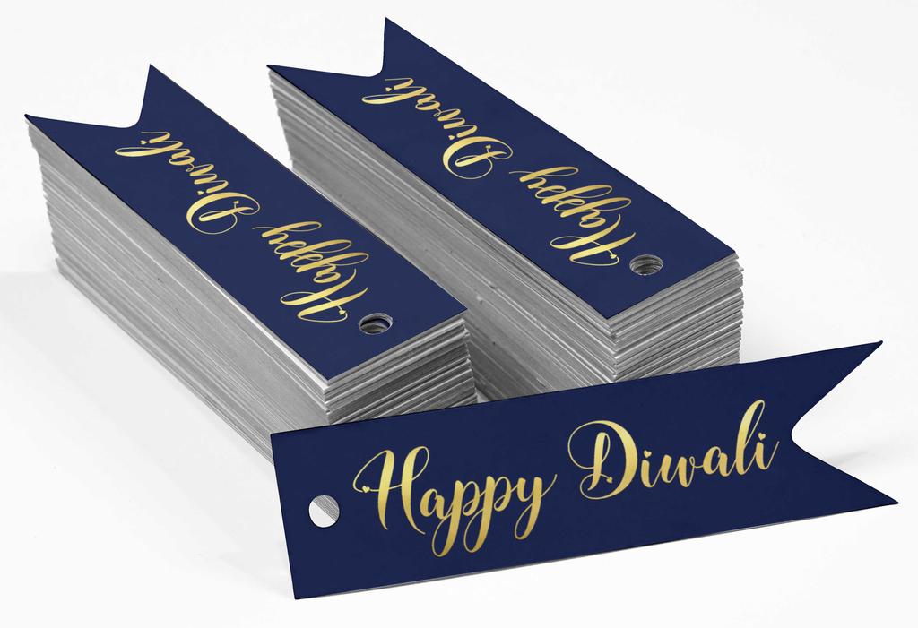 Inkdotpot Pack Of 100 Happy Diwali Favor Paper Tags Craft Real Gold Foil Hang