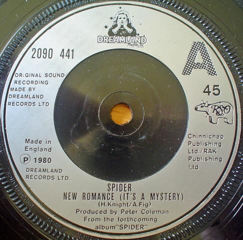 

7inch Record SPIDER New Romance Its A Mystery 2090441 Dreamland Recor 1980 UK Rock Used