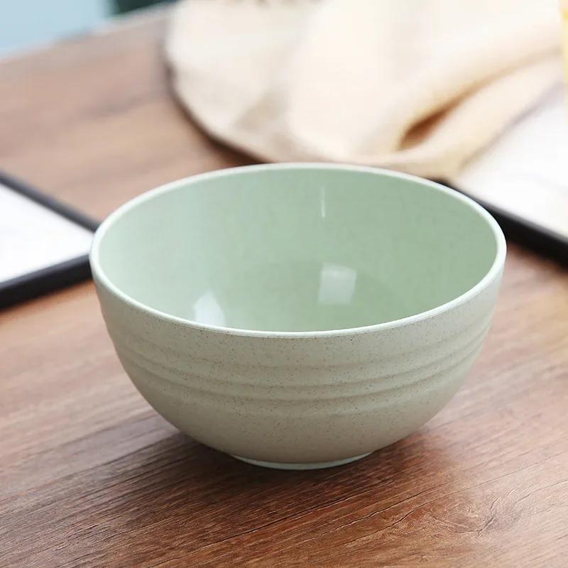 2 Size Round Wheat Straw Bowl Anti-fall Soup Bowls Children Japanese Bowl Sets for Noodles Snack Beauty Table Accessories