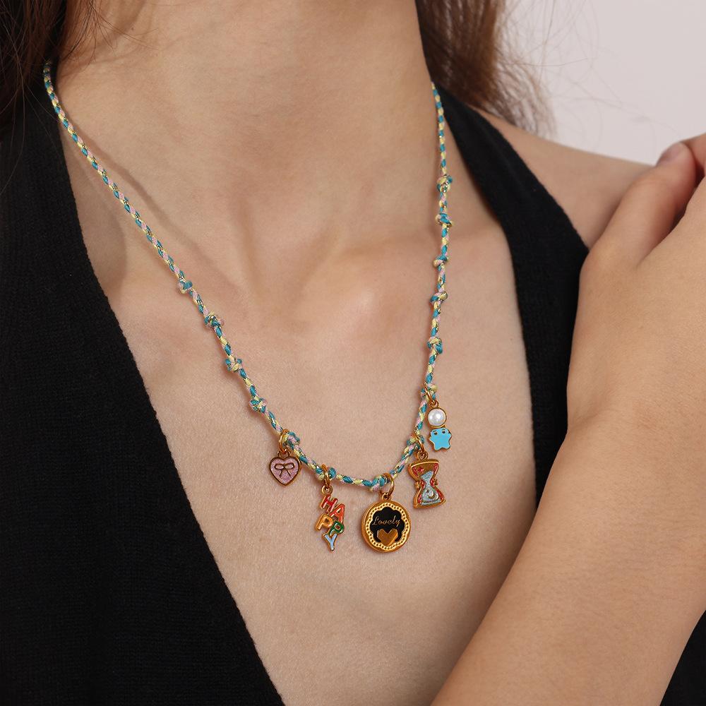 Cute Colorful Oil Dripping Small Pendant Multi-Style Cartoon Pendant Rainbow Smiley Face Love Diy Jewelry Accessories