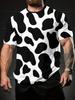 Men'S Summer Casual Short-Sleeve T-Shirt - Featuring a Bold Cow Print Design, Breathable And Fitted Round Neck, Suitable for Outdoor Sports And