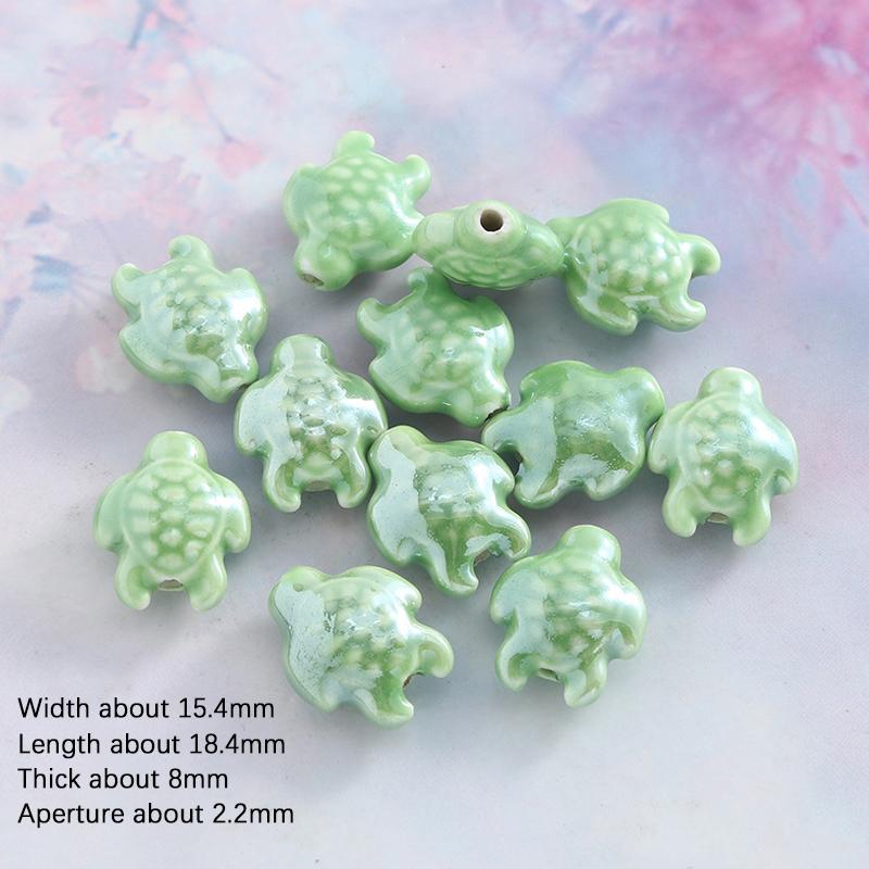 10Pcs Ceramic Turtle Beads Spacer Loose Bead For Jewelry Making Diy Bracelet Necklace Accessories