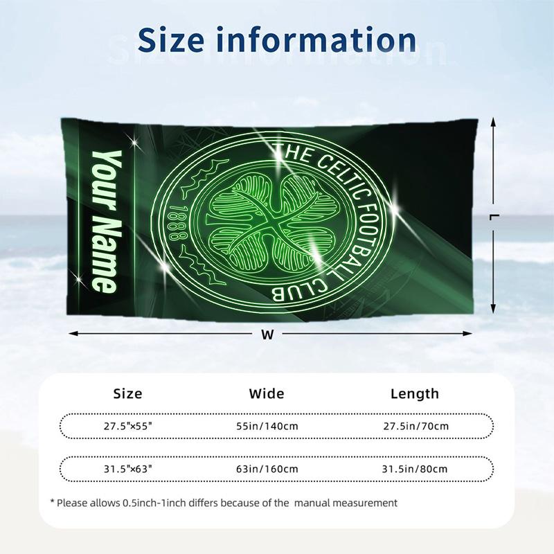 Beach Towel Celtic FC Print Custom Name Text Soft Towel for Swimming Pool