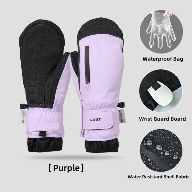 Winter Wrist Protect Ski Gloves with Wrist Guard Board Snowboard Skiing Mittens Extended Cuffs Windproof Black Men Ski Gloves