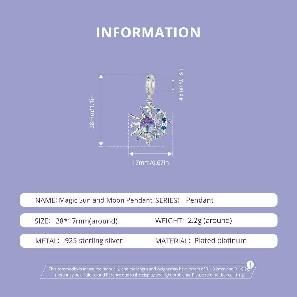 BAMOER 925 Sterling Silver Magic Butterfly Charms Sun and Moon Beads Fit Women Original Bracelets DIY Jewelry