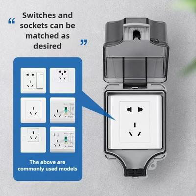 Power Switch Outdoor and Open Areas 5-Hole Socket Rainproof Box Integrated Surface-Mount Outdoor Waterproof Socket