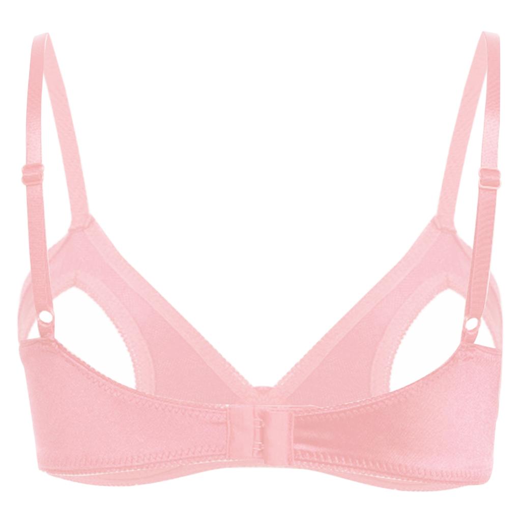 Womens Bra Cutout Push Up Shelf Bra Top Adjustable Straps Lace Trim Brassiere Valentine Lingerie