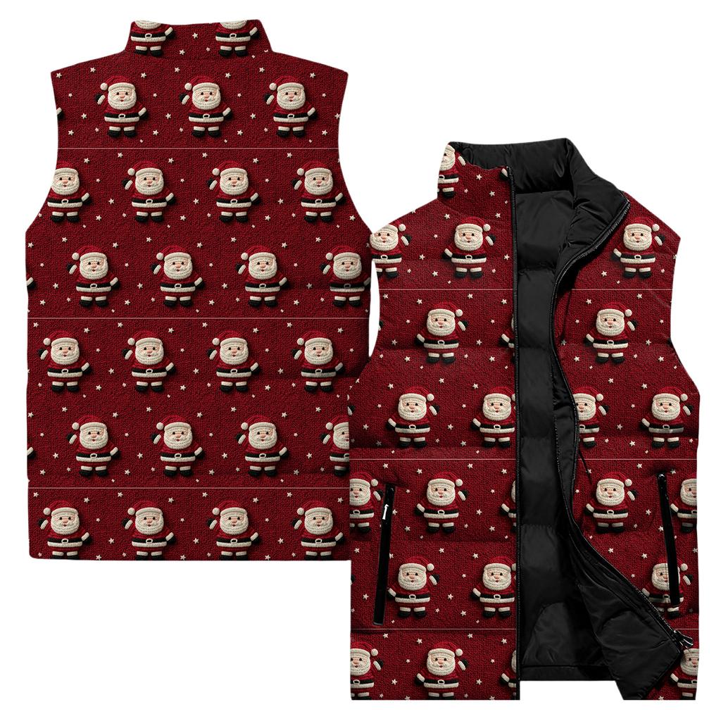 Ladies' Casual And Fashionable Sleeveless Vest Christmas Printed Cotton Jacket
