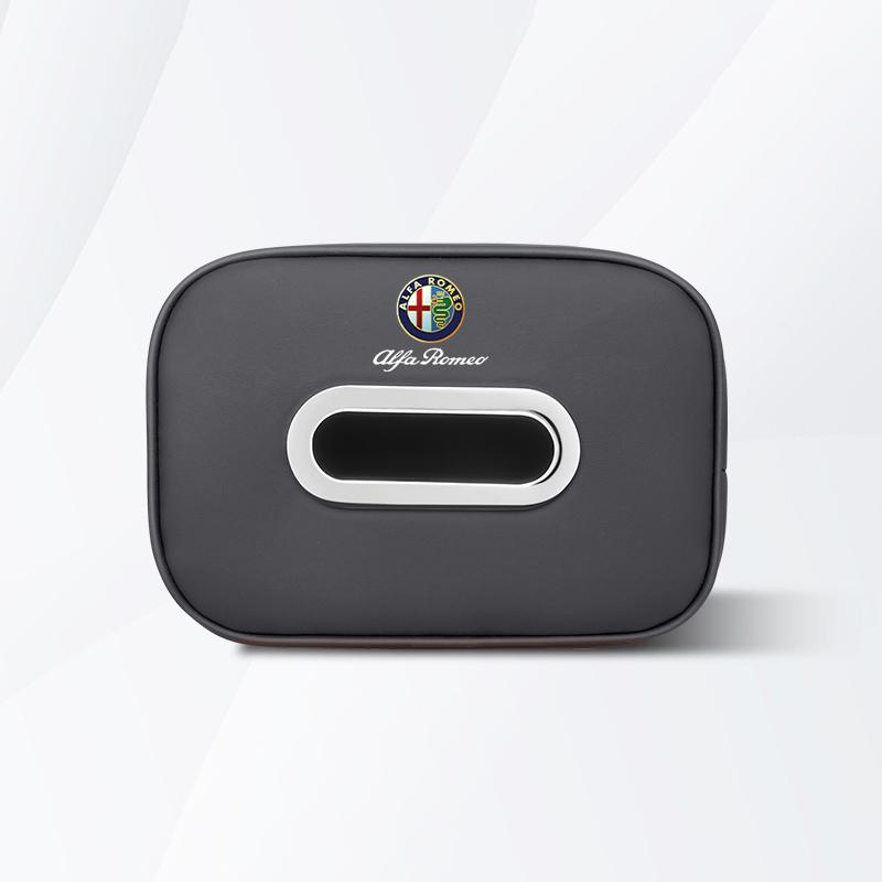 Car Tissue Box Car Interior Accessories For Alfa Romeo 4C 159 Spider Giulia Giulietta GT Leather Tissue Storage Bag Kleenex Case