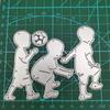 3 Soccer Kids Play Soccer Design Style Metal Cutting Dies DIY Scrapbooking Embossing Stencil Paper Craft Album Template