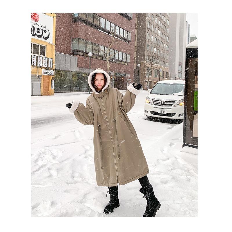 Cappotto Ispessito in Lana d'Agnello Imbottito in Cotone Femminile Inverno Versione Coreana Ampio Lunghezza Media Cappotto Imbottito in Cotone Torta Superare Cappotto Imbottito in Cotone Cappotto