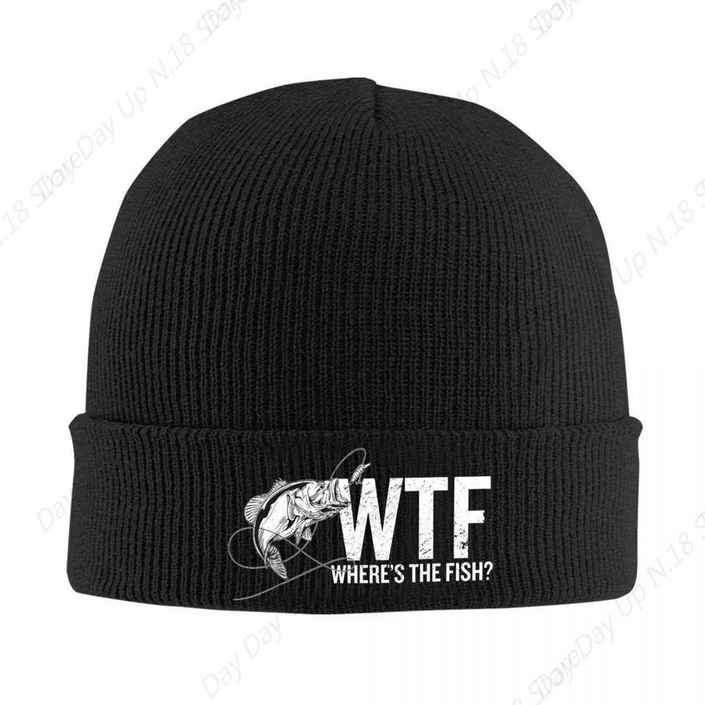 Où Est Le Poisson WTF Bonnets Tricotés Automne Hiver Bonnets Mode Drôle Pêche Pêcheurs Casquette de Pêcheur Unisexe Casquette en Acrylique Crâne