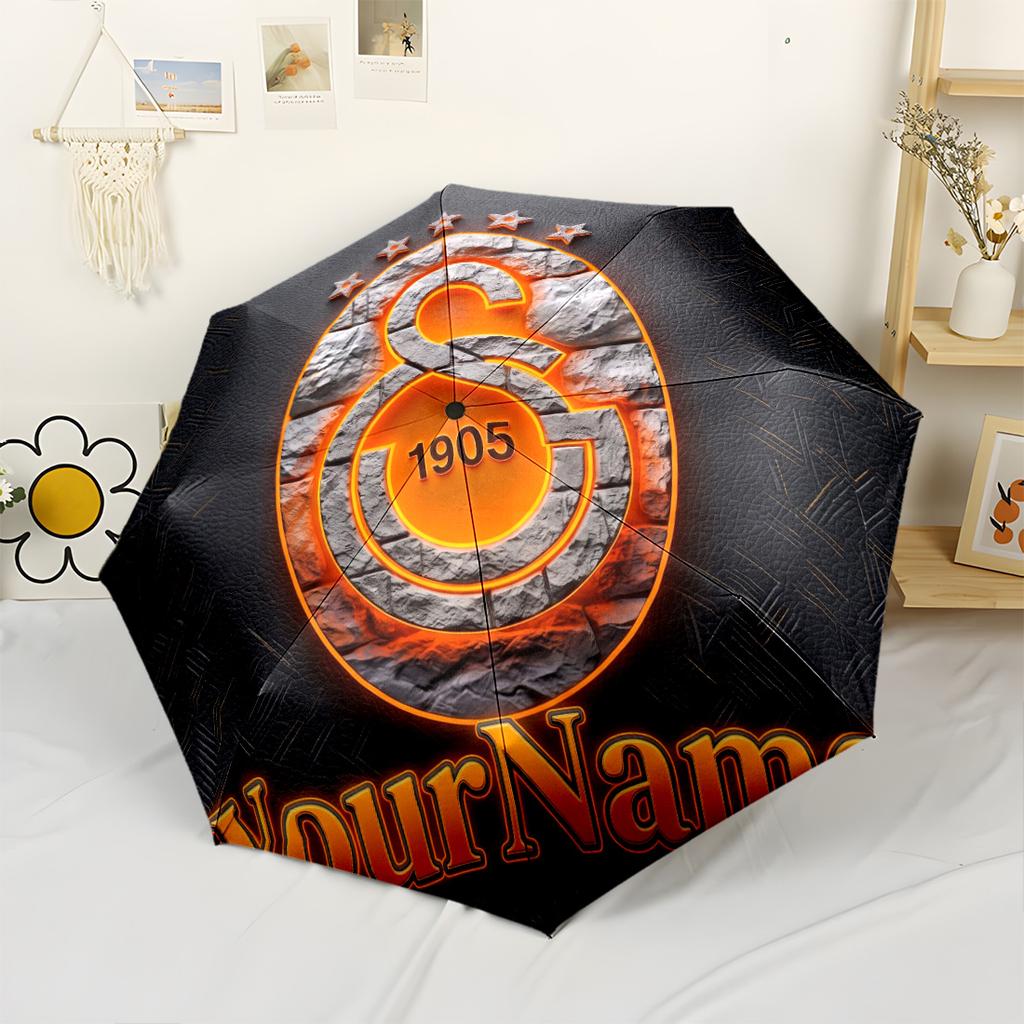 Galatasaray1 Customizable Name Umbrella Compact Travel Automatic Umbrella Retractable Design with 8-Rib Durability Lightweight All-Season Travel