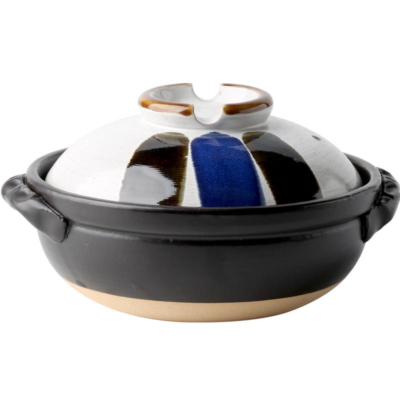 Japanse Keramische Kleipot: Multi-Use Stoofpot, Rijstkoker, Gas- en Inductiekookplaat - Kleine Maat Steen en Platte Pan voor Soepen.