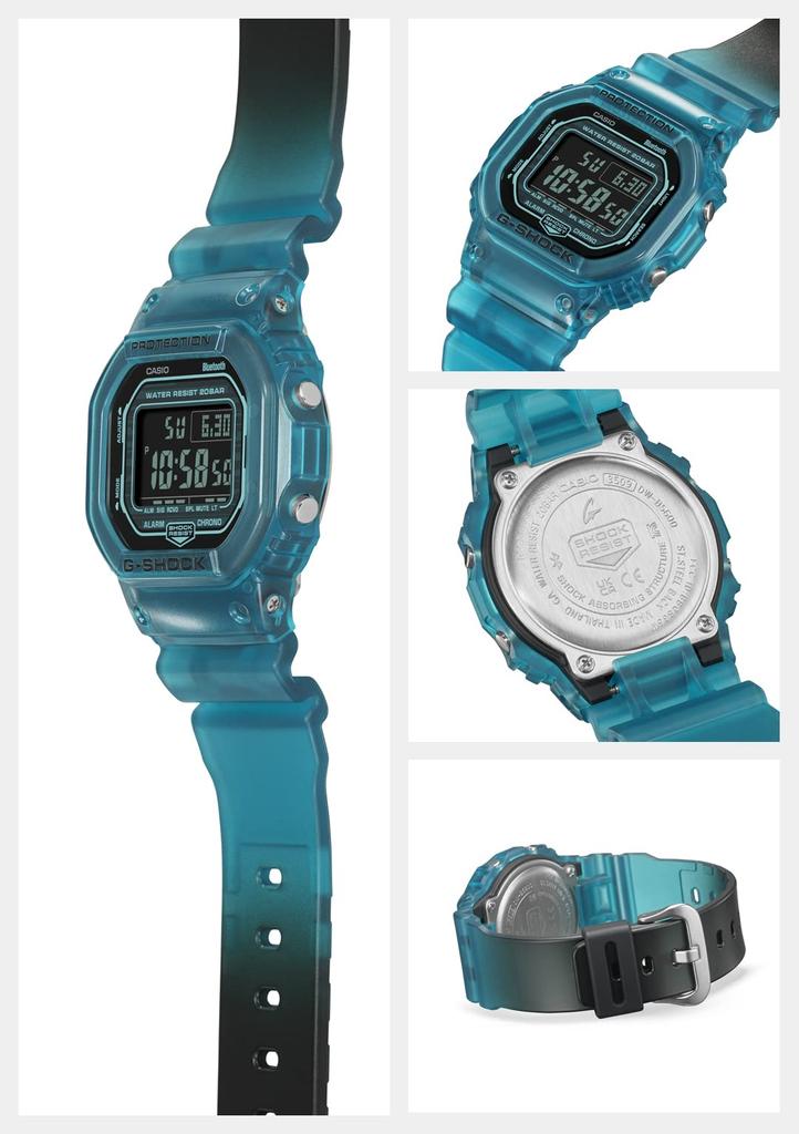 G-SHOCK Esqueleto Turquesa [CASIO] Relógio habilitado para Bluetooth, DW-B5600G-2JF, Masculino, Azul,