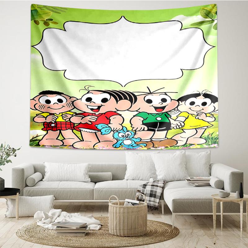 Turma-da-Mônica Print Tapestry, Backdrop, Easy Setup, Ideal for Bedroom, Office & Living Room, with Aesthetic Wall Hanging Decor.