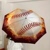 1pc Fiery Baseball Icon Umbrella with Plastic Handle,Suitable for All Seasons Home Travel Outdoor UmbrellaDD1498