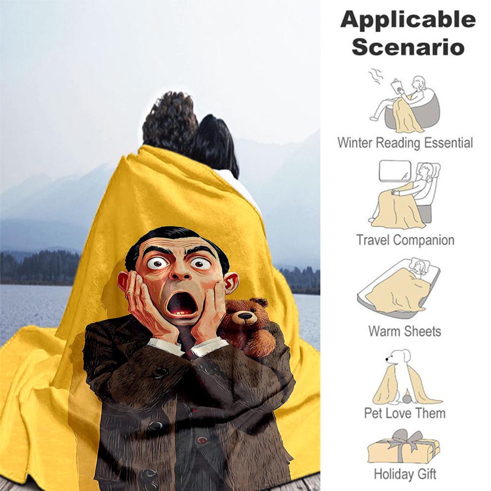 1 pz Sig.. Coperta da Esterno Bean, Orsacchiotto, Leggera in Flanella, Morbida e Calda, Uso per Tutte le Stagioni per Divano, Esterno, Campeggio, Soggiorno, Ufficio013